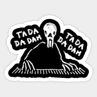 Creature in a skull playing the piano Sticker
